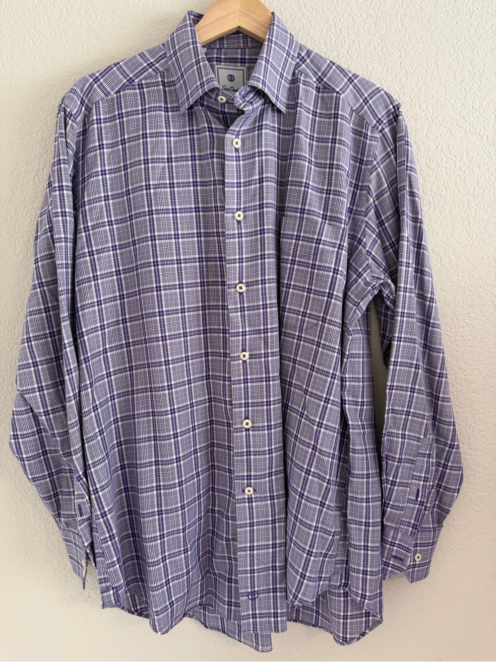 David Donahue Purple Plaid Button-Down Shirt Men's L